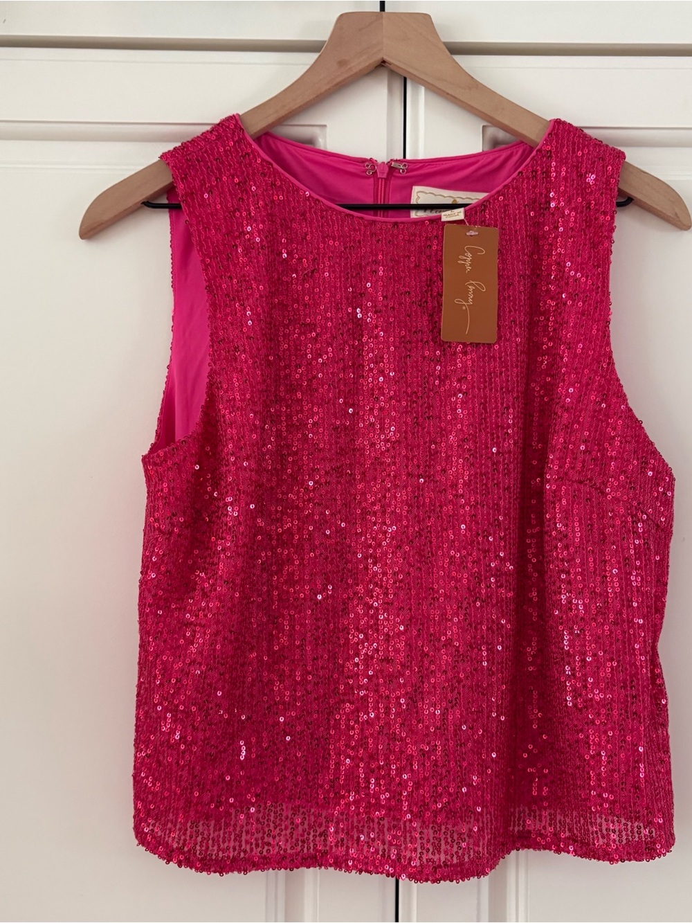 Flora Bea NYC Large NWT Hot Pink Sequin Top